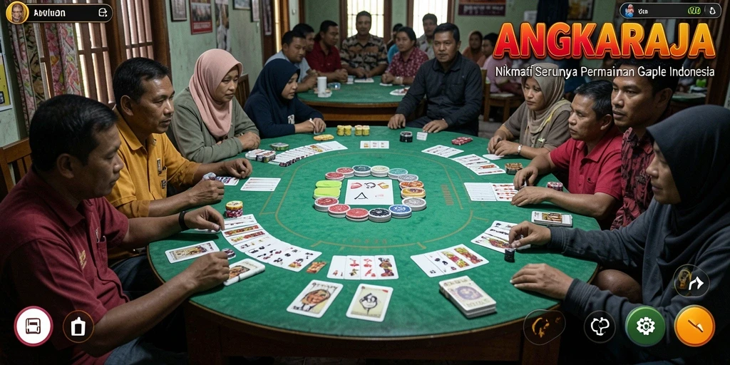 Tampilan utama gameplay Gaple di ANGKARAJA.