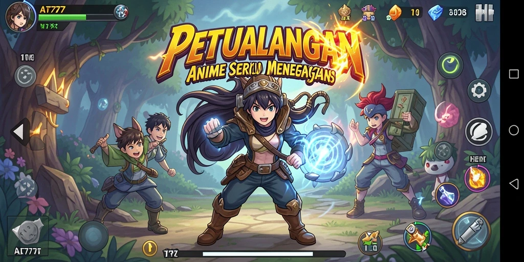 Screenshot AT777 menampilkan pertarungan seru karakter Anime.