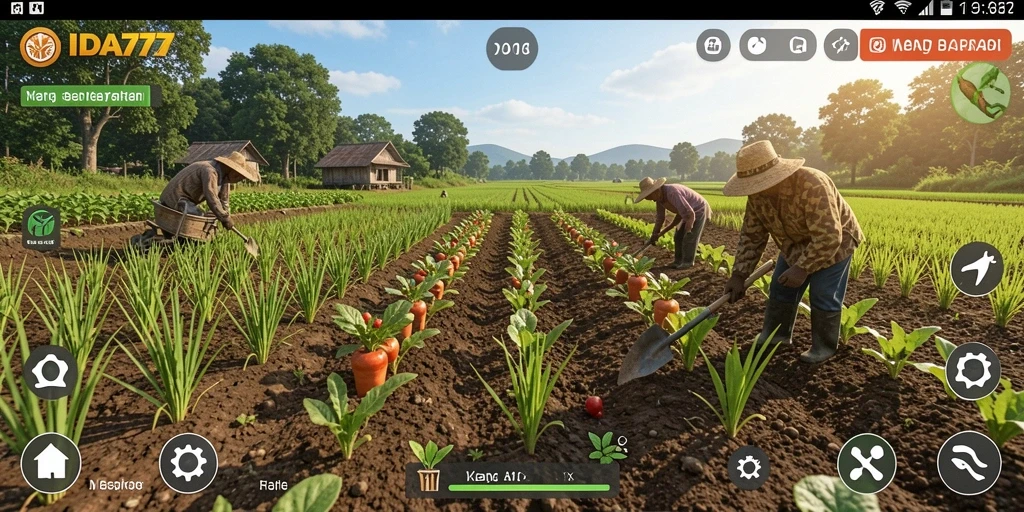 Screenshot utama IDA777 menampilkan gameplay bertani yang seru dan interaktif.