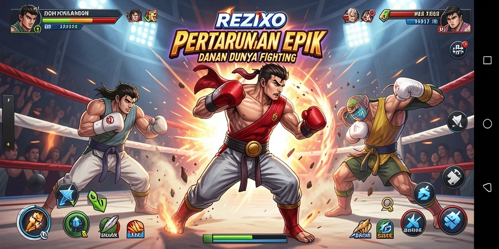 Tampilan mendebarkan dari pertarungan karakter di REZIXO.