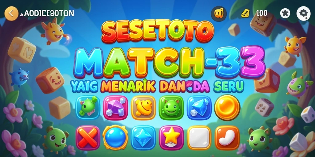 Tampilan gameplay SESETOTO dengan level yang penuh warna.